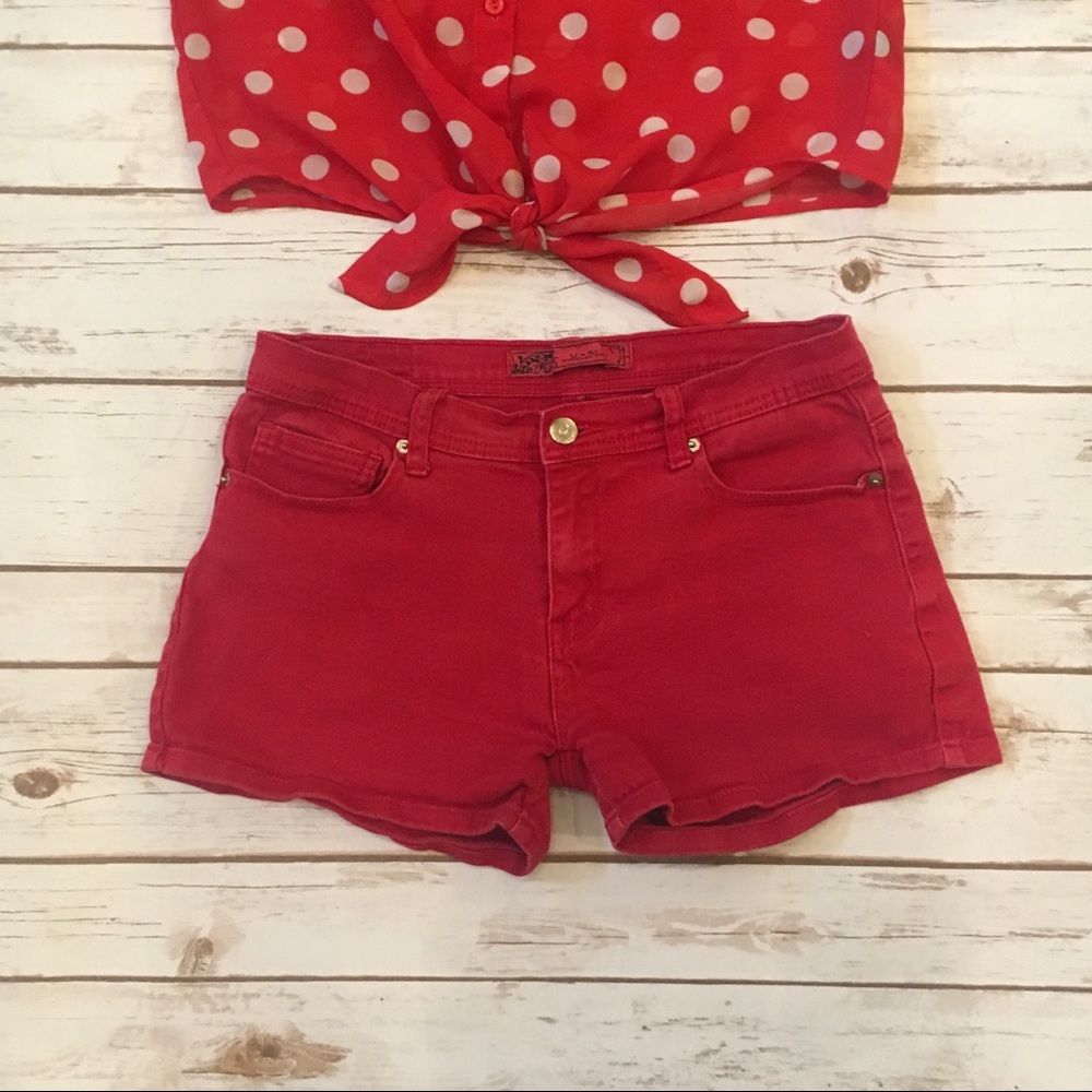 U-51 Red denim junior shorts- Size 11